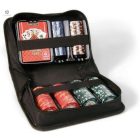 Utazó kompakt póker szett, 150 zsetonnal, gyöngyvászon tartóban - CARTAMUNDI compact poker set