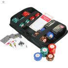 Utazó kompakt póker szett, 150 zsetonnal, gyöngyvászon tartóban - CARTAMUNDI compact poker set