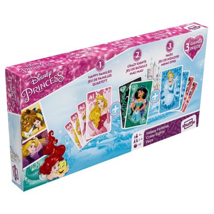 Disney Hercegnők 3 féle  kártyacsomag díszdobozban - Disney Princess Happy Families 3 Games inside