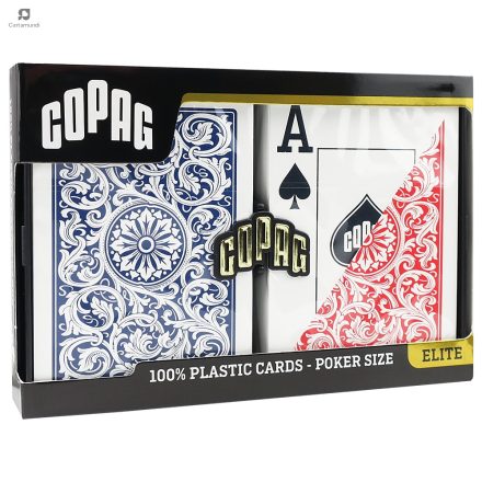 Copag ELITE PKJ dupla 100% plasztik póker kártya Piros-Kék hátlappal